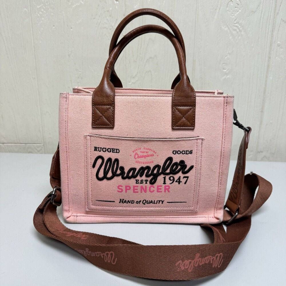 Wrangler Crossbody Bag Tote Spencer Western Cowgirl Pink Canvas Vintage